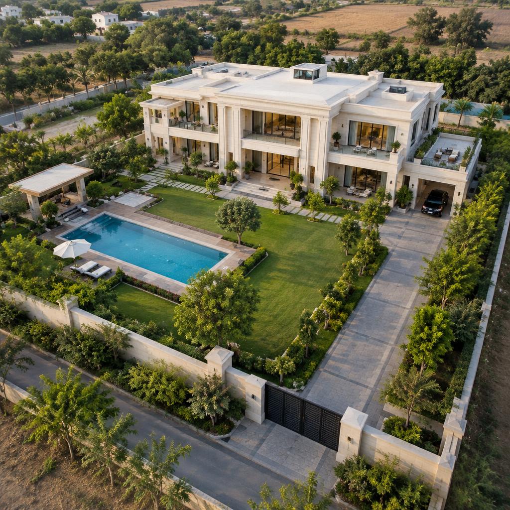 Distinct villa lifestyle inspiration for the 800 sq. yard plot option, not an approved layout